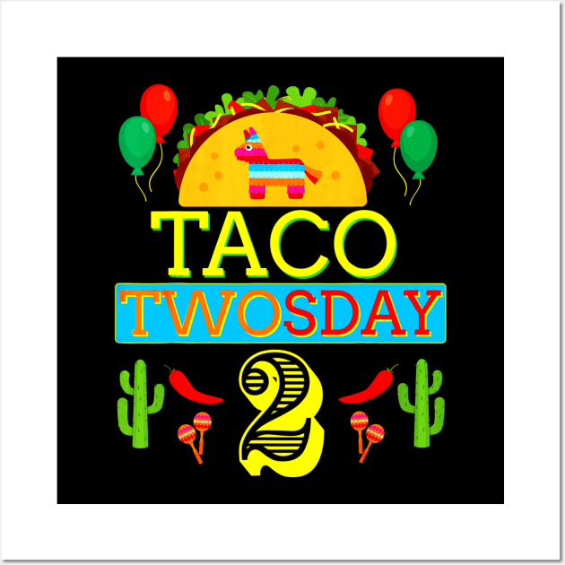Taco Twosday Birthday Shirt 2 Two Year Old Boy Girl Gifts Wall Art by CovidStore